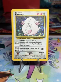 Chansey 3/102 Holo Holo Rare Base Set Unlimited Pokemon HP - Image 1
