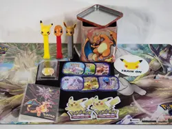 Pokemon TCG Miscellaneous Lot! TCG Metal Coin, Magnets Stickers Go Charizard Tin - Image 1