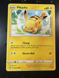Pikachu 065/202 Sword & Shield Pokemon TCG trading card - Image 1
