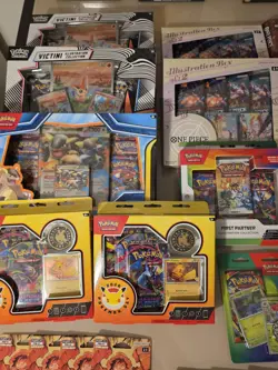 ​Huge TCG Sealed Lot 26pc Pokemon & One Piece Booster Boxes ETB Illustration - Image 2