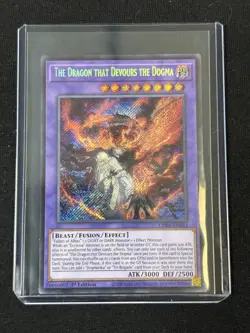 YU-GI-OH! CARD CH01-EN041 DRAGON THAT DEVOURS DOGMA HOLO SECRET RARE 1ST EDITION - Image 1