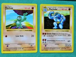Pokemon Card Base Set Machop 52/102 & Machoke 34/102 SHADOWLESS - Image 1