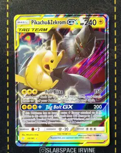 2019 POKEMON SUN & MOON TEAM UP #33/181 PIKACHU ZEKROM GX HOLO - Image 1