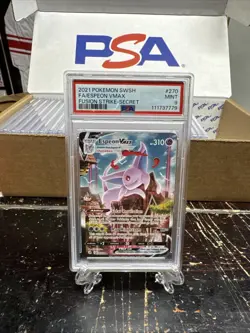 2021 POKEMON SWORD & SHIELD FUSION STRIKE SECRET #270 FULL ART/ESPEON VMAX PSA 9 - Image 1