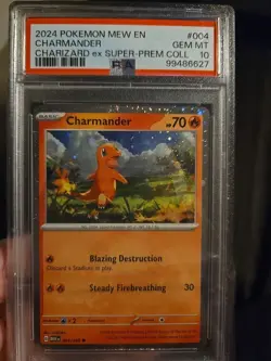Pokemon Mew 2024 En Charizard EX Super-Premium Collar #004 Charmander PSA 10 - Image 1