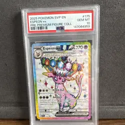 2025 POKEMON SVP EN-SV BLACK STAR PROMO #175 ESPEON ex PRE PREMIUM FIGURE PSA 10 - Image 1