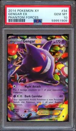 PSA 10 Pokemon Gengar EX Holo XY Phantom Forces 34/119 GEM MINT - Image 1