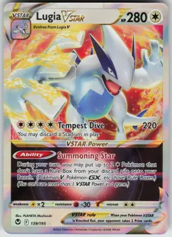 Lugia VSTAR 139/195 Holo VSTAR Rare Silver Tempest Pokemon Near Mint - Image 3