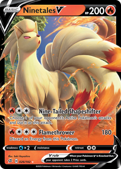 Ninetales V 026/192 Holo V Rare Rebel Clash Pokemon Near Mint - Image 1