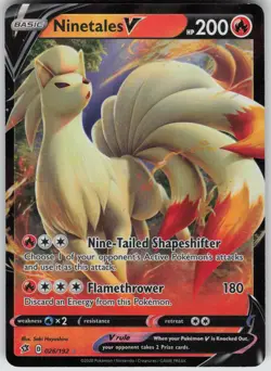 Ninetales V 026/192 Holo V Rare Rebel Clash Pokemon Near Mint - Image 3