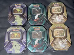 Pokemon Sealed Triple Whammy Tin Lot Full Case x6 Tins 2 Full Art Sets W/ Bonus - Image 2