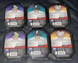 Pokemon Sealed Triple Whammy Tin Lot Full Case x6 Tins 2 Full Art Sets W/ Bonus - Image 3