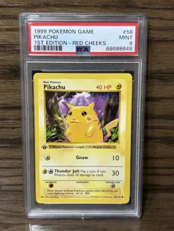 1999 Pikachu-Red Cheeks Pokemon Base Set Shadowless 1st Edition #58 PSA 9 MINT - Image 1