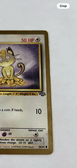 Pokemon TCG Meowth 56/64 Gold Bordered Jungle Promo 1999 English - Image 4