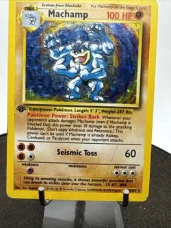 Machamp 8/102 1st Edition Holo Base Set Pokemon Card - Image 3