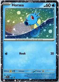 Pokemon Card - Horsea (Cosmo Holo) 137 Scarlet & Violet Promo Holo NM Mahou - Image 1