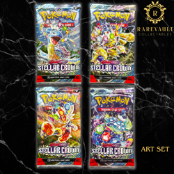 Pokemon TCG: Scarlet and Violet Stellar Crown x4 Booster Pack Sealed Art Set - Image 1