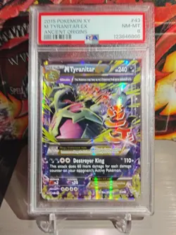 Pokemon TCG M Tyranitar EX Ultra Rare Card Ancient Origins 43/98 PSA 8 NM-MT - Image 1