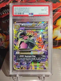 Pokemon TCG M Tyranitar EX Ultra Rare Card Ancient Origins 43/98 PSA 8 NM-MT - Image 2