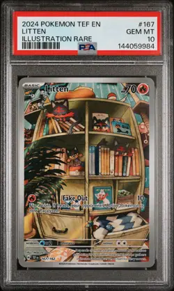 Litten #167/162 Illustration Rare Temporal Forces Pokemon 2024 PSA 10 - Image 3