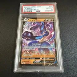 2020 Pokemon Sword & Shield Champion's Path #027 Lucario V PSA 10 - Image 1