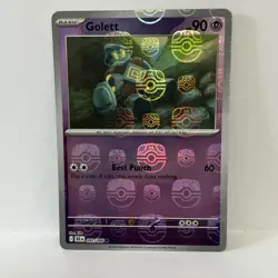 Pokemon TCG Golett Reverse Holo Master Ball 042/086 Black Bolt NM Condition - Image 1