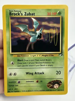 Pokemon Brock’s Zubat 24/132 Gym Heroes NM Pack Fresh WOTC English (A4) - Image 3