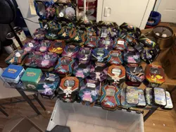 Mega Lot of 50 Empty Pokemon Tins Storage Bulk Case Dragonite Eevee Mew Gengar - Image 1