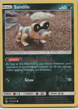Sandile 113/214 Common Unbroken Bonds Pokemon Reverse Holo Near Mint - Image 1