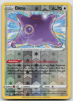 Ditto 107/159 Holo Rare Crown Zenith Pokemon Reverse Holo NM - Image 1