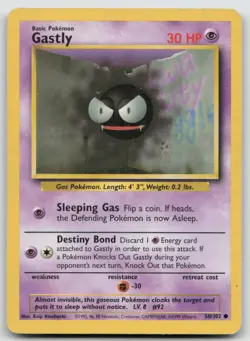 Gastly 50/102 Common Base Set Unlimited Pokemon LP - Image 1
