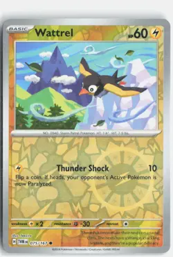 Wattrel 075/167 Common Twilight Masquerade Pokemon Reverse Holo Near Mint - Image 1