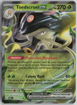 Toedscruel ex 022/197 Double Rare Obsidian Flames Pokemon Holo Near Mint - Image 1