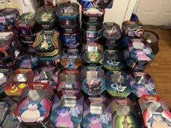 MASSIVE 80 Empty Pokemon Tins Bulk Lot Storage Snorlax Mimikyu Darkrai NO PACKS - Image 3