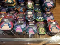 MASSIVE 80 Empty Pokemon Tins Bulk Lot Storage Snorlax Mimikyu Darkrai NO PACKS - Image 5