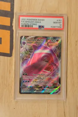 2021 POKEMON SWORD & SHIELD FUSION STRIKE #157 FULL ART/GENGAR VMAX PSA 10 - Image 1