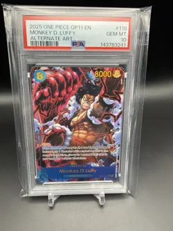 2025 One Piece OP11-118 Fist Divine Speed Monkey D. Luffy #118 SEC Alt PSA 10 - Image 1