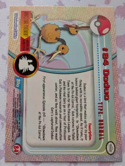 #84 Doduo Topps Blue TV Animation Pokemon Card 2000 Holo - Image 2