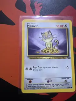 Pokemon TCG Meowth Card 56/64 Jungle Regular Unlimited Common NM/LP Condition - Image 2