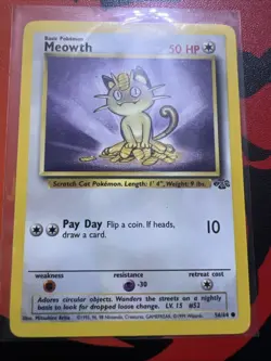 Pokemon TCG Meowth Card 56/64 Jungle Regular Unlimited Common NM/LP Condition - Image 3