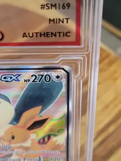 Pokemon Eevee & Snorlax GX Tag Team Full Art Promo Card #SM169 Slabbed Mint+ - Image 5