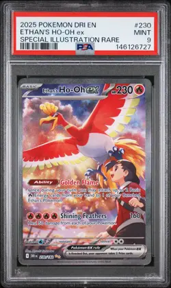 2025 POKEMON DRI EN-DESTINED RIVALS #230 ETHAN'S HO-OH EX PSA 9 - Image 1