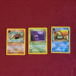 Pokemon TCG Wizards 1999 Fossil 1st Edition Lot 3 Kabuto Grimer Omanyte - Image 1