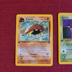 Pokemon TCG Wizards 1999 Fossil 1st Edition Lot 3 Kabuto Grimer Omanyte - Image 2