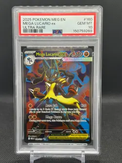 2025 POKEMON MEG EN-MEGA EVOLUTION ULTRA RARE #160 MEGA LUCARIO EX PSA 10 - Image 1