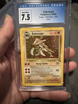 Kabutops 9/62 Pokemon 1999 Fossil Unlimited Holo CGC 7.5 - Image 5
