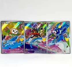Rowlett 43 Litten 44 Popplio 45 First Partner Illustration Pokemon Promo Set - Image 1