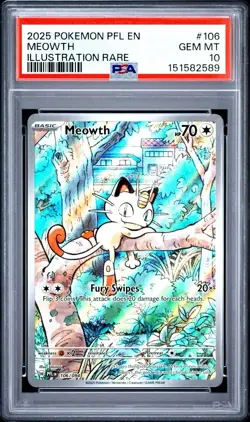 Pokemon TCG Meowth 106/094 Illustration Rare Holo Phantasmal Flames - PSA 10 - Image 1