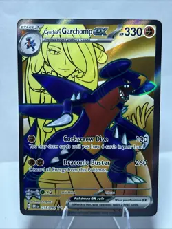 Pokemon TCG Full Art Cynthia's Garchomp ex Ultra Rare 215/182 Destined Rivals - Image 1