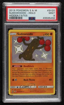 Shiny - Sudowoodo Pokemon Sun & Moon Hidden Fates Vault PSA 9 MINT - Image 1